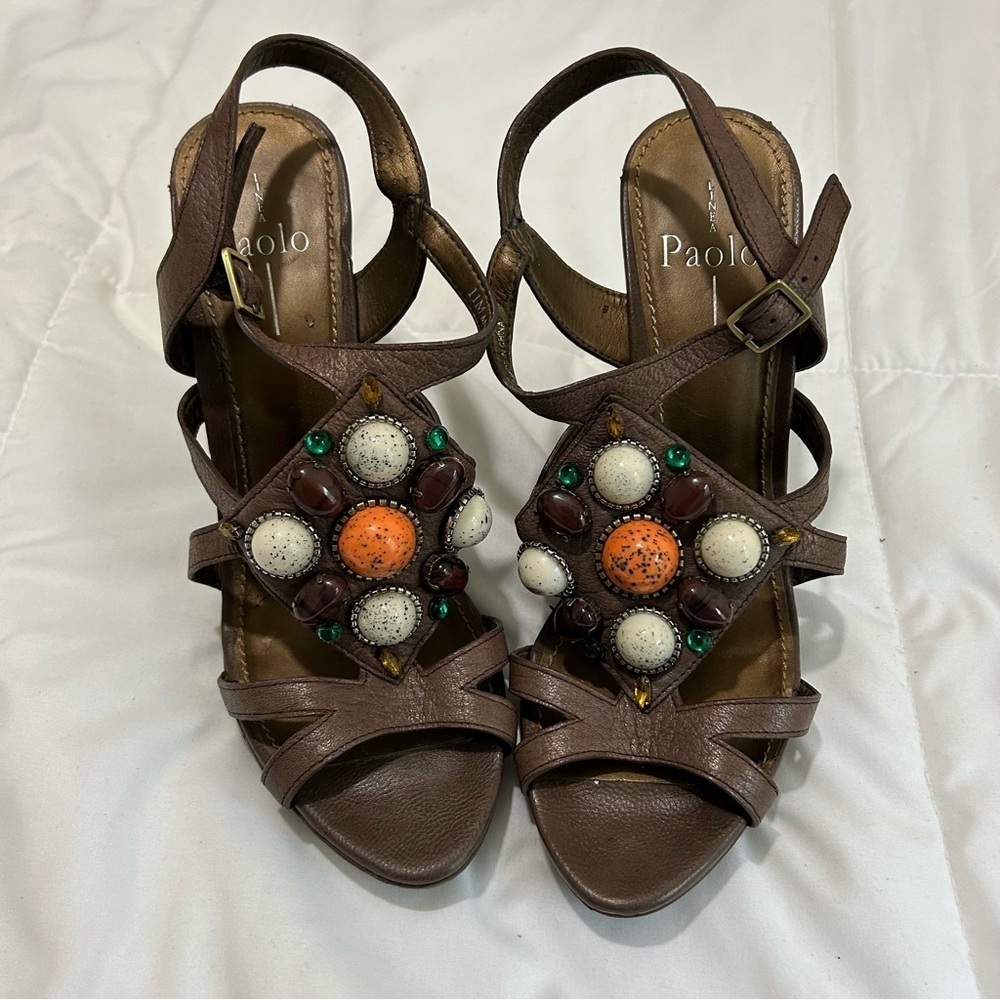 Paolo high heel wedges shoes size 9